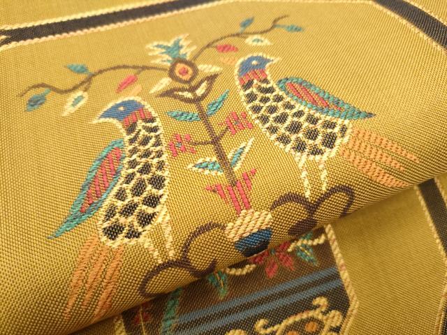 平和屋着物●六通柄 本袋帯 花鳥文 正絹 逸品 CAAY9692hy