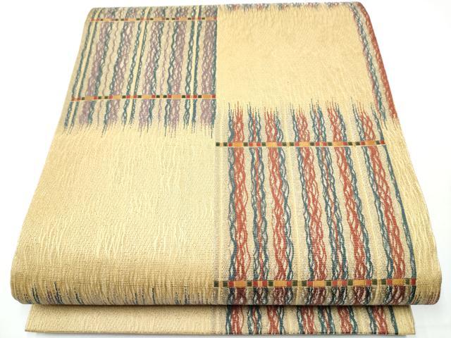 平和屋着物▽スリーシーズン 春夏秋 六通柄袋帯 櫛織 霞文 銀糸 正絹 逸品 CAAY9712hy