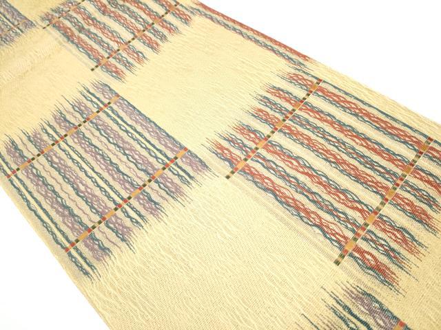 平和屋着物▽スリーシーズン 春夏秋 六通柄袋帯 櫛織 霞文 銀糸 正絹 逸品 CAAY9712hy