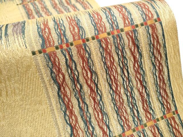 平和屋着物▽スリーシーズン 春夏秋 六通柄袋帯 櫛織 霞文 銀糸 正絹 逸品 CAAY9712hy