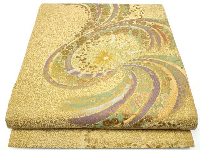 平和屋着物●両面 六通柄袋帯 桜輝 金銀糸 正絹 逸品 CAAY9713hy