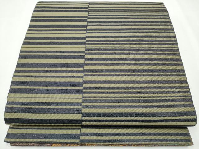 平和屋着物●両面 六通柄袋帯 抽象文 金糸 正絹 逸品 CAAY9761hy