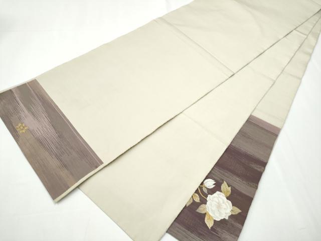 平和屋着物●太鼓柄袋帯 紬地 すくい織 枝花文 金糸 正絹 逸品 CAAY9776hy