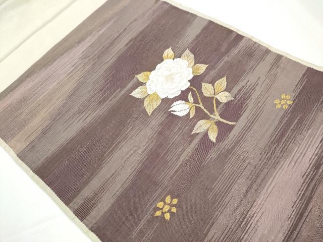 平和屋着物●太鼓柄袋帯 紬地 すくい織 枝花文 金糸 正絹 逸品 CAAY9776hy
