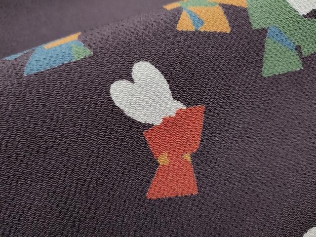 平和屋着物●九寸名古屋帯 型染め 兎 鬼しぼ縮緬 正絹 逸品 CAAY9845hy