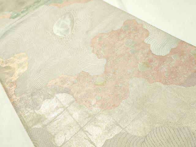 平和屋着物◎六通柄袋帯 流水箔散らし 金銀糸 正絹 逸品 CAAZ0066dy