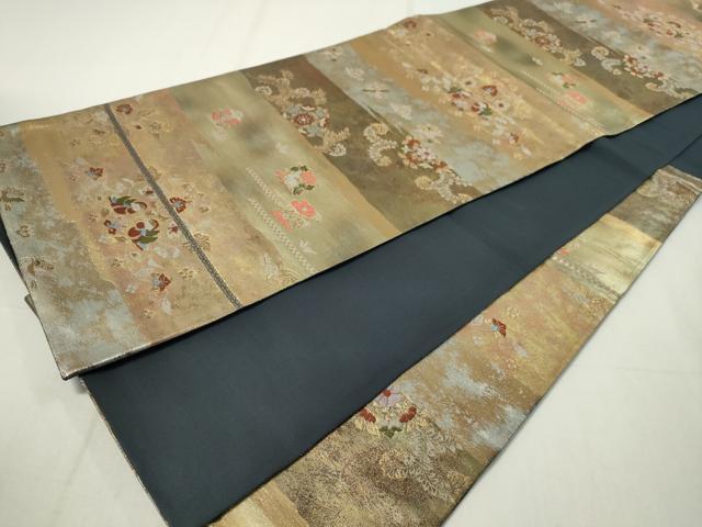 平和屋着物◎六通柄袋帯 みかげ錦 霞鴛鴦文 金糸 正絹 逸品 CAAZ0094dy