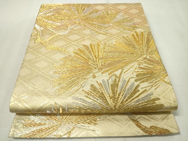 平和屋着物◎六通柄袋帯 松葉文 金銀糸 正絹 逸品 CAAZ0105dy