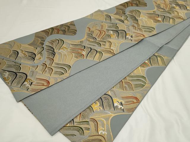 平和屋着物●六通柄袋帯 唐織 立波文 金糸 正絹 逸品 CAAZ0323dy