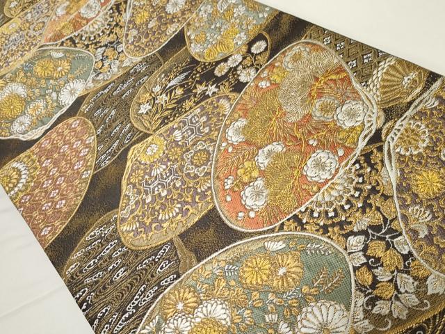 平和屋着物●西陣の名門 加納幸謹製 六通柄袋帯 唐織 貝合せ花文 金糸 正絹 逸品 未使用 CAAZ0324dy