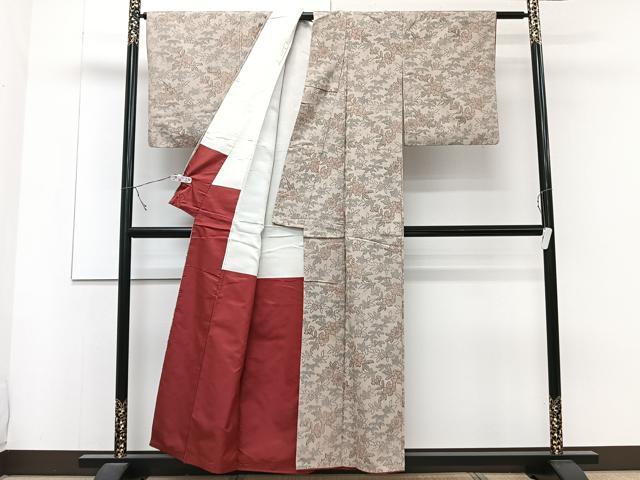 平和屋着物■上質な紬 草花文 正絹 逸品 CAAZ0682xi