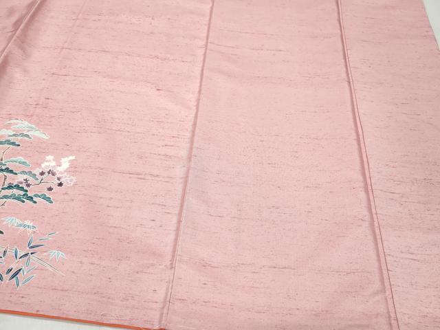 平和屋着物●訪問着 友禅 紬地 流水風景松花文 正絹 逸品 CAAZ0804vf