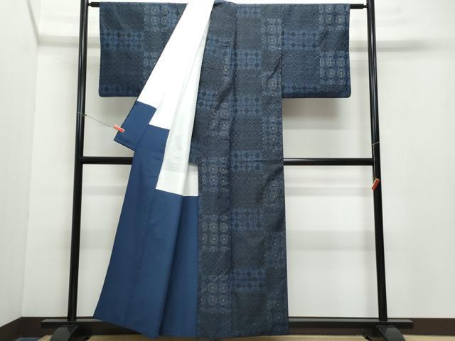 平和屋着物●紫彩大島紬 伝統工芸士 石井寿実染色 絣百選 証紙付き 正絹 逸品 CAAZ0809vf