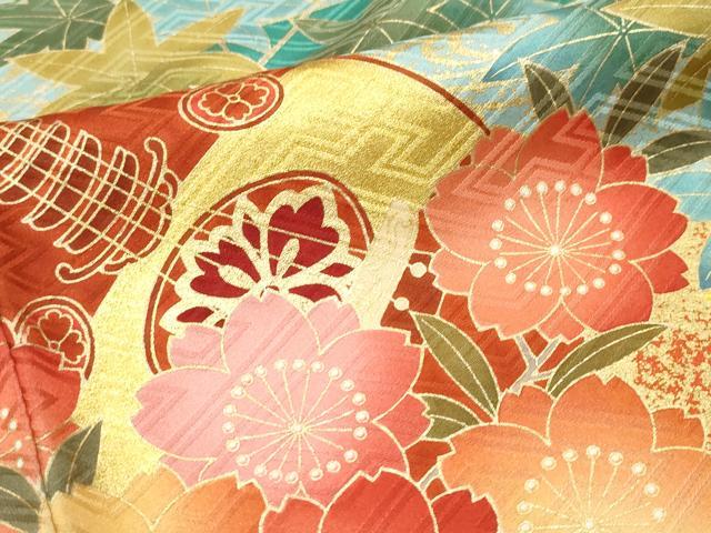 平和屋着物●豪華振袖 駒刺繍 風景楽器花文 金彩 正絹 逸品 CAAZ0858vf