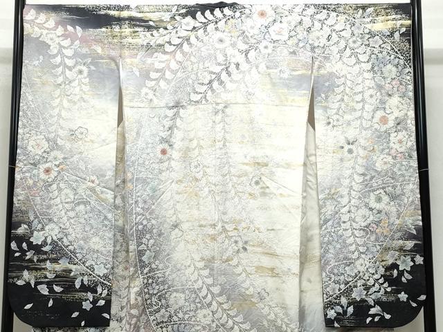 平和屋着物●豪華振袖 辻が花 暈し染め 銀通し地 正絹 逸品 CAAZ0866vf
