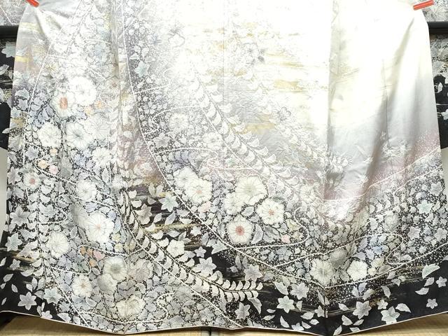 平和屋着物●豪華振袖 辻が花 暈し染め 銀通し地 正絹 逸品 CAAZ0866vf