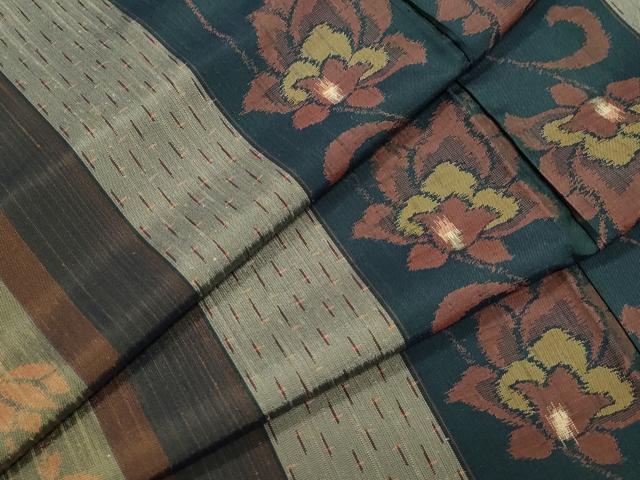 平和屋着物●上質な紬 更紗花唐草文 正絹 逸品 CAAZ0880vf