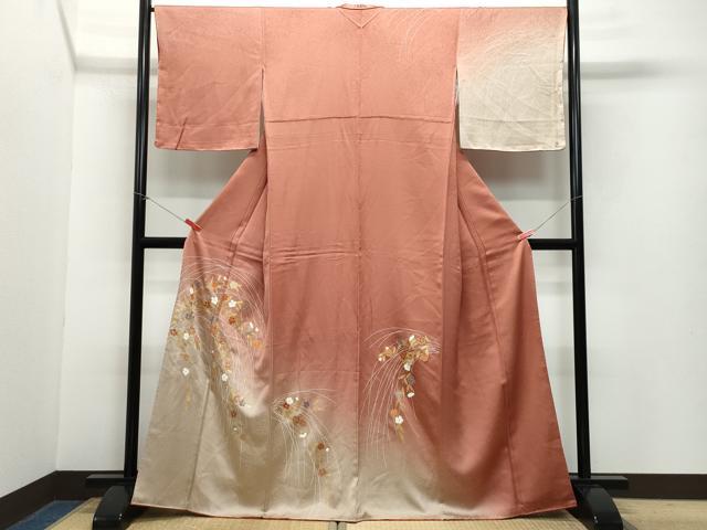 平和屋着物●訪問着 駒刺繍 草花文 暈し染め 金彩 正絹 逸品 CAAZ0906vf