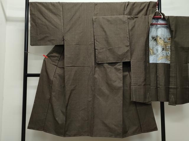 平和屋着物●男性 紬 アンサンブル 霞文 正絹 逸品 CAAZ0917vf