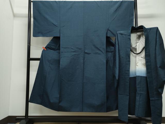 平和屋着物●男性 髭紬 アンサンブル 霞文 正絹 逸品 CAAZ0955vf