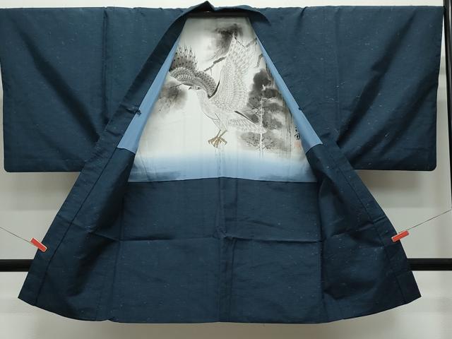 平和屋着物●男性 髭紬 アンサンブル 霞文 正絹 逸品 CAAZ0955vf