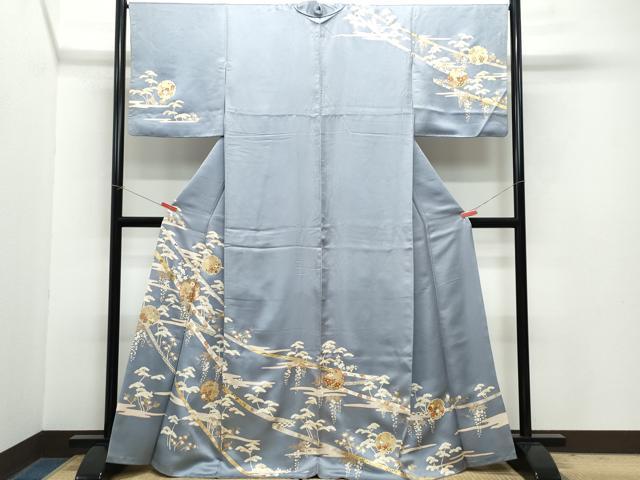 平和屋着物●銀座きしや 訪問着 駒刺繍 雪輪松花文 金彩 正絹 逸品 CAAZ0968vf