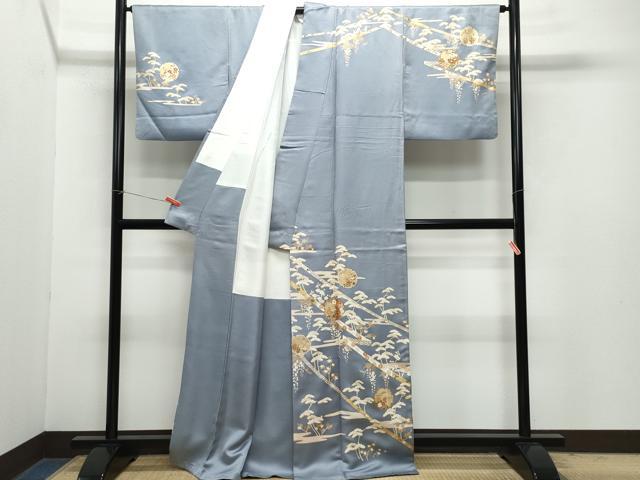 平和屋着物●銀座きしや 訪問着 駒刺繍 雪輪松花文 金彩 正絹 逸品 CAAZ0968vf