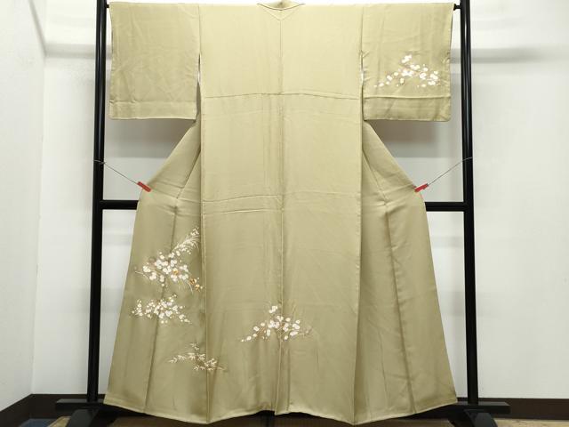 平和屋着物●訪問着 駒刺繍 枝花笹文 金彩 正絹 逸品 CAAZ0994vf