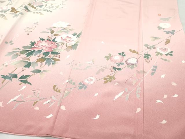 平和屋着物●訪問着 友禅 作家物 枝花文 暈し染め 正絹 逸品 CAAZ0996vf