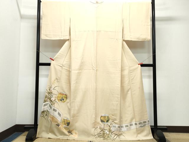 平和屋着物●豪華色留袖 作家物 駒刺繍 屏風鹿草花文 金彩 正絹 逸品 CAAZ1022vf