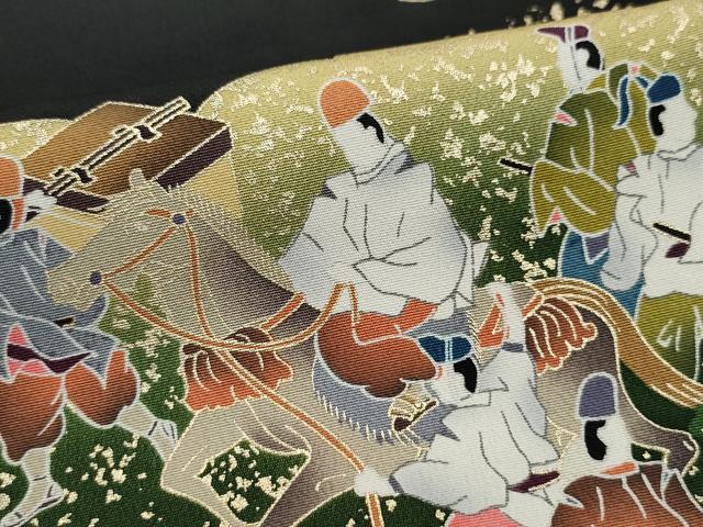 平和屋着物●豪華黒留袖 作家物 駒刺繍 御所車人物文 金彩 正絹 逸品 未使用 CAAZ1034vf