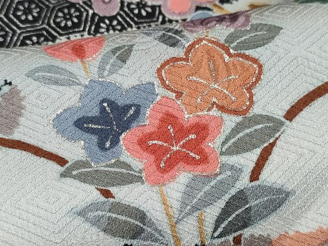 平和屋着物●訪問着 草花文 銀彩 正絹 逸品 CAAZ1038vf