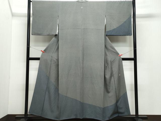 平和屋着物●訪問着 江戸小紋 褐返色×白橡色 藍鉄色×白梅鼠色 正絹 逸品 CAAZ1063vf