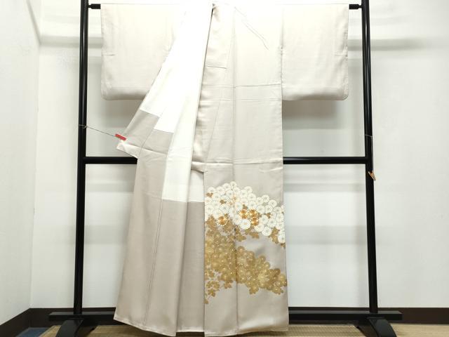 平和屋着物●豪華色留袖 駒刺繍 菊 金彩 正絹 逸品 CAAZ1075vf
