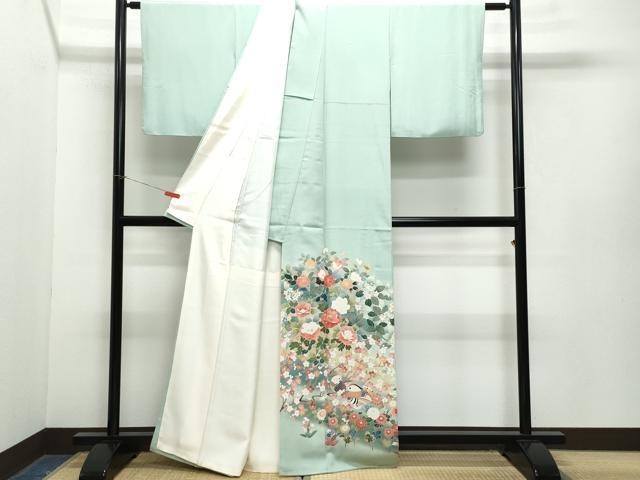 平和屋着物●豪華色留袖 友禅 作家物 鴛鴦草花文 正絹 逸品 CAAZ1076vf