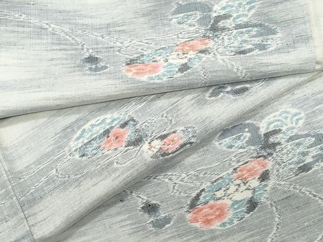 平和屋着物●小千谷紬 流水楽器花文 正絹 逸品 CAAZ1100vf
