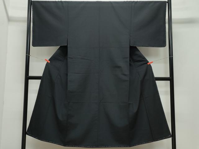 平和屋着物●男性 お召 黒色 正絹 逸品 CAAZ1109vf
