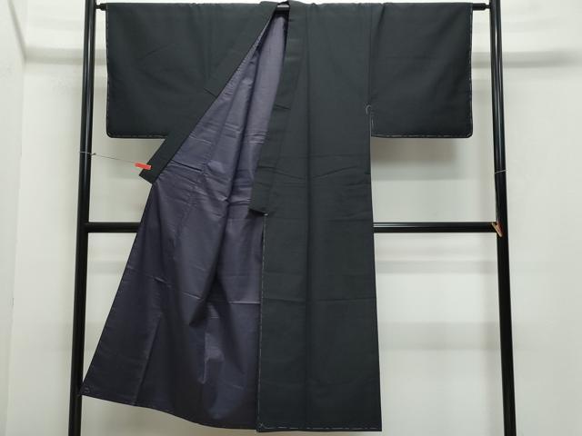 平和屋着物●男性 お召 黒色 正絹 逸品 CAAZ1109vf