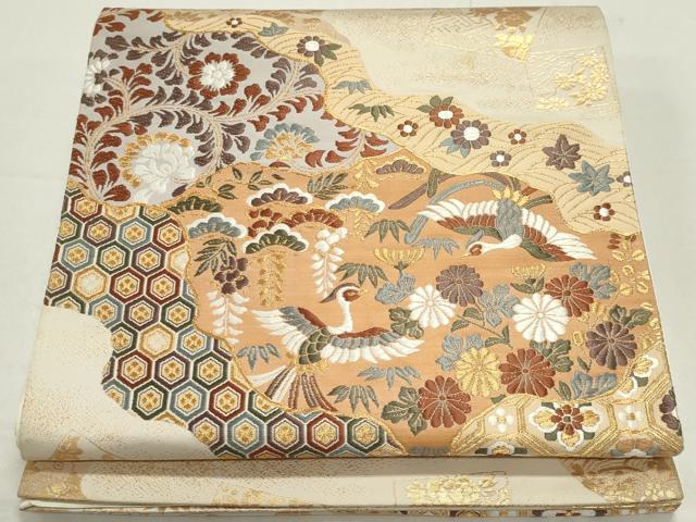 平和屋着物◎六通柄袋帯 唐織 慶長典雅文 金糸 正絹 逸品 CAAZ1210ou