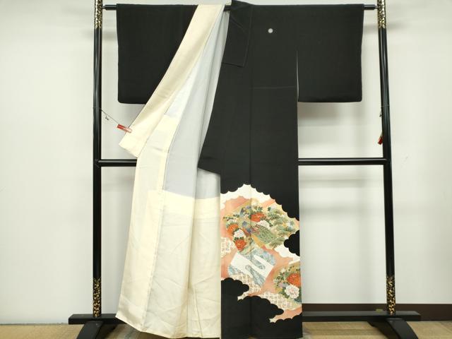 平和屋着物■豪華黒留袖 孔雀花文 正絹 逸品 CAAZ1430ou
