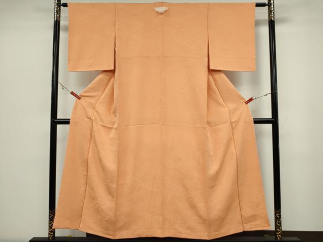 平和屋着物■上質な色無地 雲取り風景地紋 洒落柿色 正絹 逸品 未使用 CAAZ1527ou