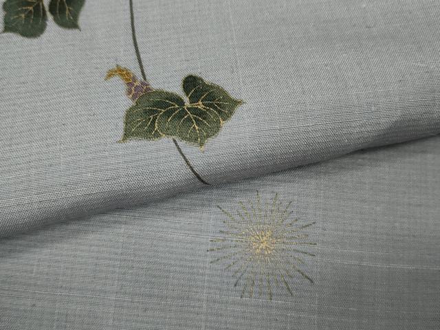平和屋着物●上質な小紋 紬地 蔦の葉花文 金彩 正絹 逸品 CAAZ2411ut