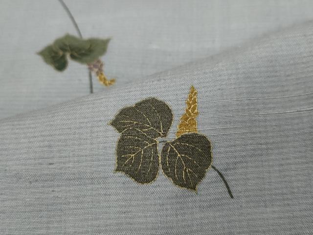 平和屋着物●上質な小紋 紬地 蔦の葉花文 金彩 正絹 逸品 CAAZ2411ut