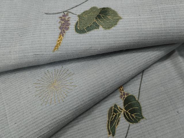 平和屋着物●上質な小紋 紬地 蔦の葉花文 金彩 正絹 逸品 CAAZ2411ut