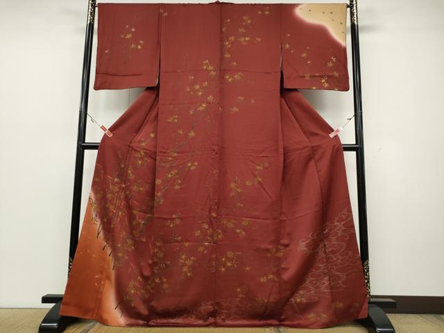 平和屋着物●訪問着 流水枝花文 暈し染め 金彩 正絹 逸品 CAAZ2422ut