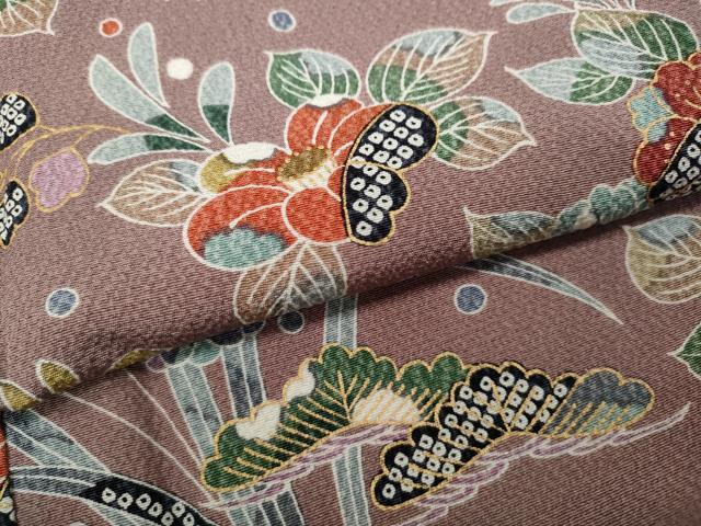 平和屋着物●訪問着 草花尽くし 金彩 鬼しぼ縮緬 正絹 逸品 CAAZ2431ut