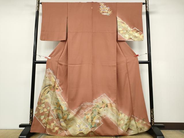 平和屋着物●訪問着 鳳凰草花文 暈し染め 金銀彩 正絹 逸品 CAAZ2444ut