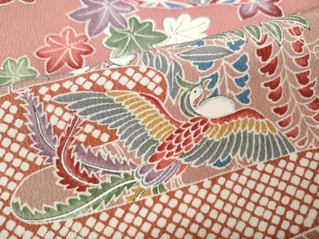 平和屋着物●上質な小紋 雲重ね鳳凰花蝶文 正絹 逸品 CAAZ2464ut