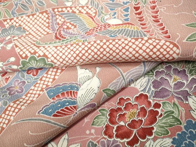 平和屋着物●上質な小紋 雲重ね鳳凰花蝶文 正絹 逸品 CAAZ2464ut
