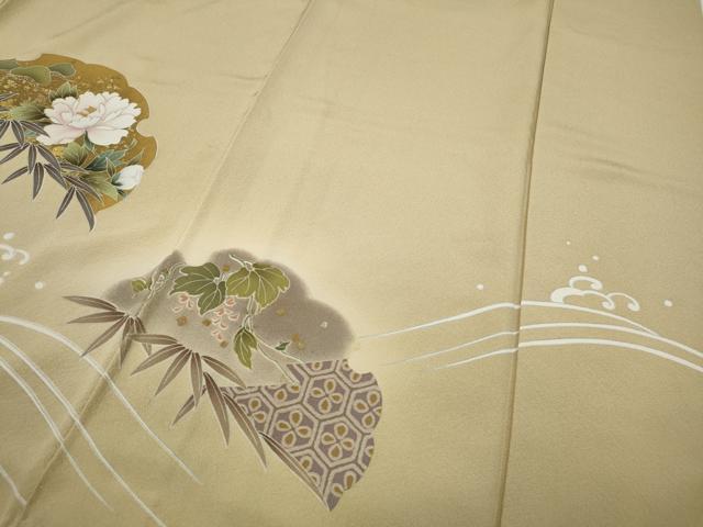平和屋着物●豪華色留袖 駒刺繍 雪芝草花文 金彩 正絹 逸品 CAAZ2549ut